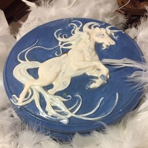 Unicorn blue and white ceramic box